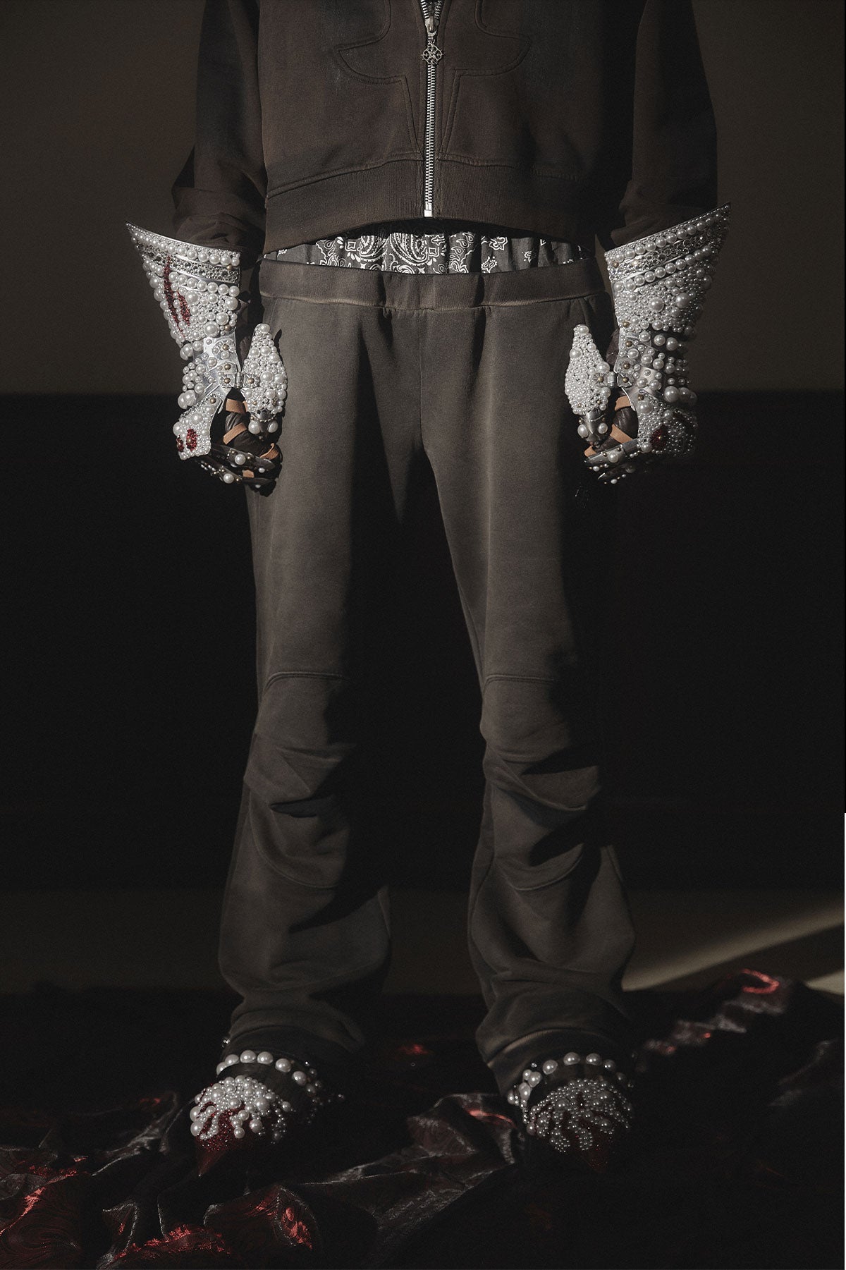 GLACIERBOY 2023 A/W WASHED DOUBLE WAIST SWEATPANTS W/ S925 LOGO