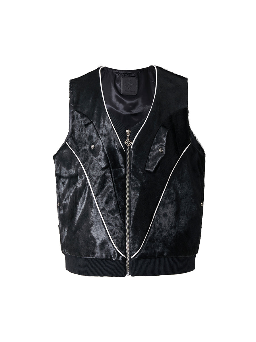 GLACIERBOY 2023 A/W BLACK PONY HAIR VEST