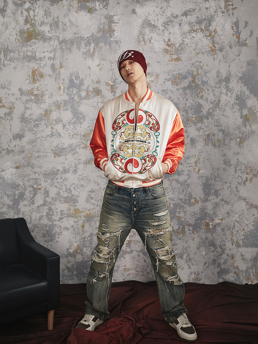 GLACIERBOY 2024 S/S ACUPUNCTURE POINT EMBROIDERY SATIN LIGHT COTTON JACKET