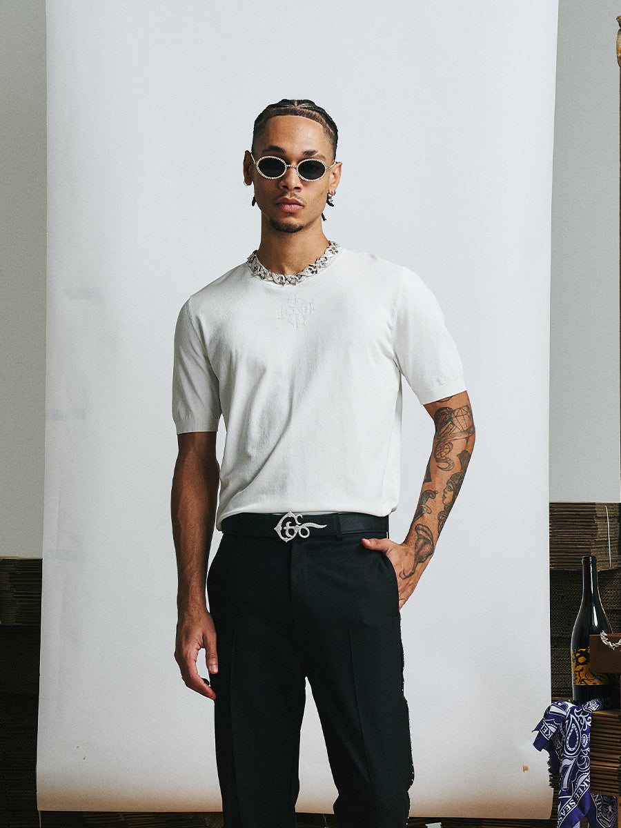 GLACIERBOY 2024 S/S 4G KNITTED SHORT SLEEVE IN DARK PATTERN