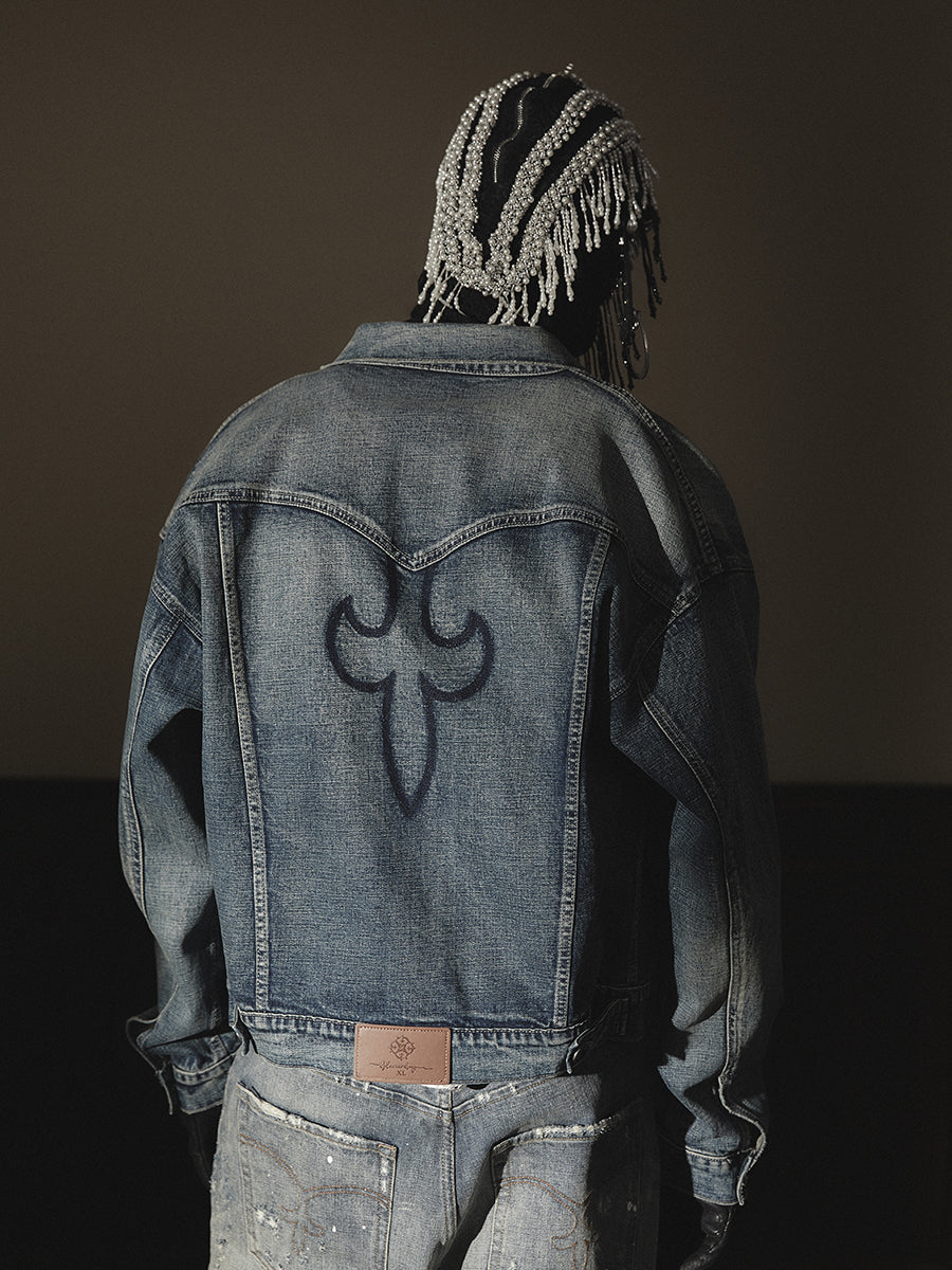 GLACIERBOY 2023 A/W WASHED AND DISTRESSED DENIM JACKET