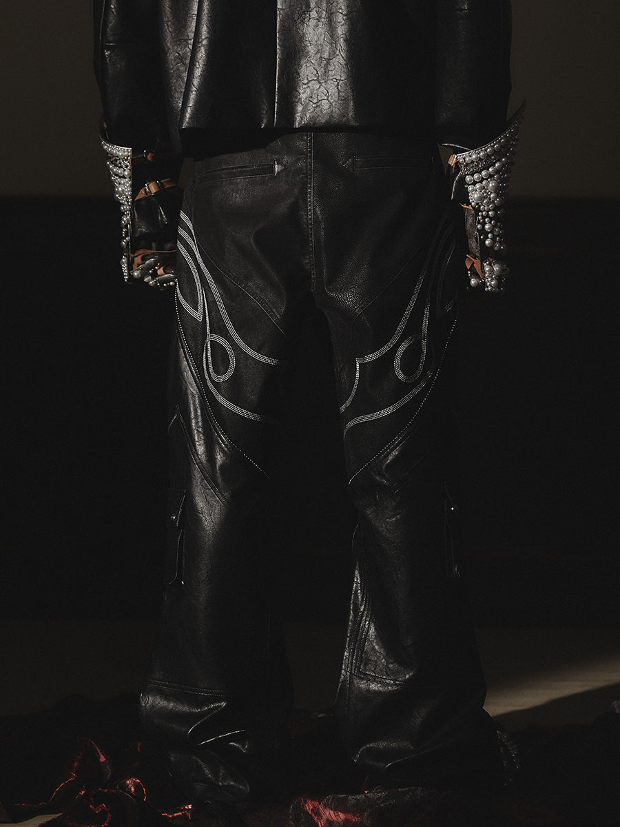 GLACIERBOY 2023 A/W WESTERN STYLE LEATHER PANTS