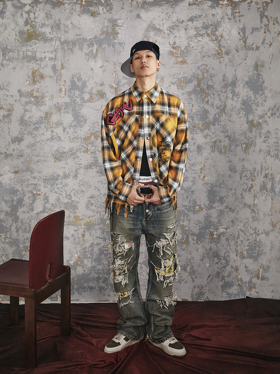 GLACIERBOY 2024 S/S DOUBLE VISION LEATHER CHECK SHIRT