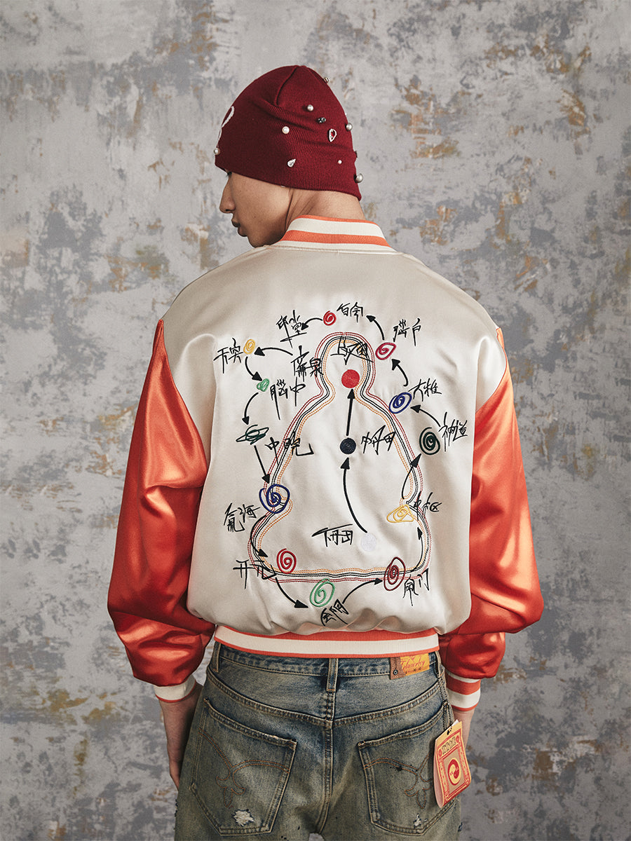 GLACIERBOY 2024 S/S ACUPUNCTURE POINT EMBROIDERY SATIN LIGHT COTTON JACKET