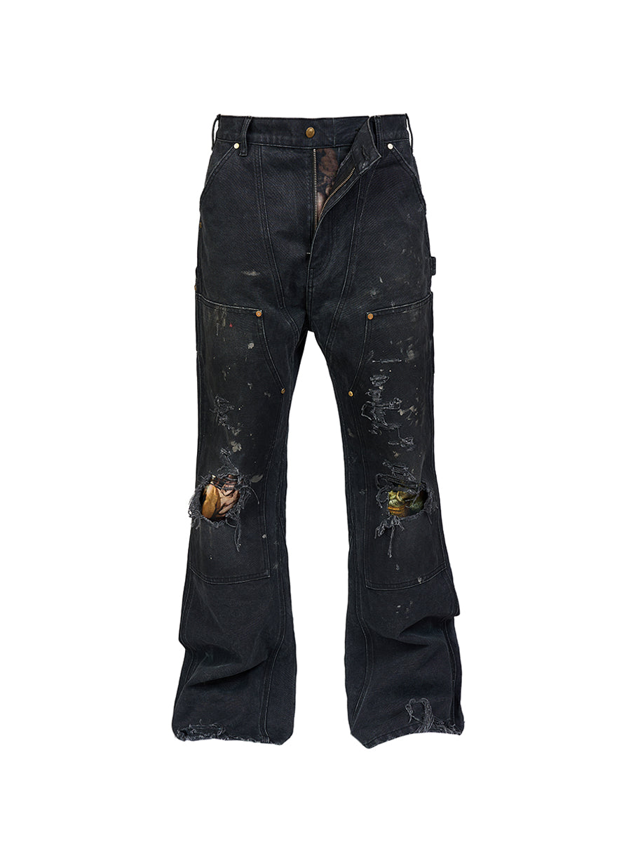 GLACIERBOY 24A/W "RAP STAR" SERIES SPLASHED INK OIL PAINTING JEANS