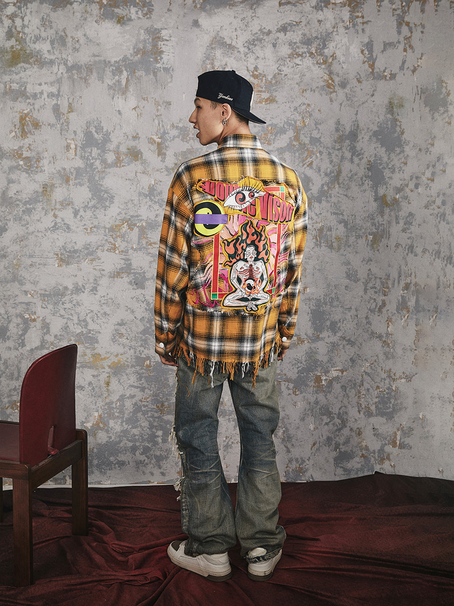 GLACIERBOY 2024 S/S DOUBLE VISION LEATHER CHECK SHIRT