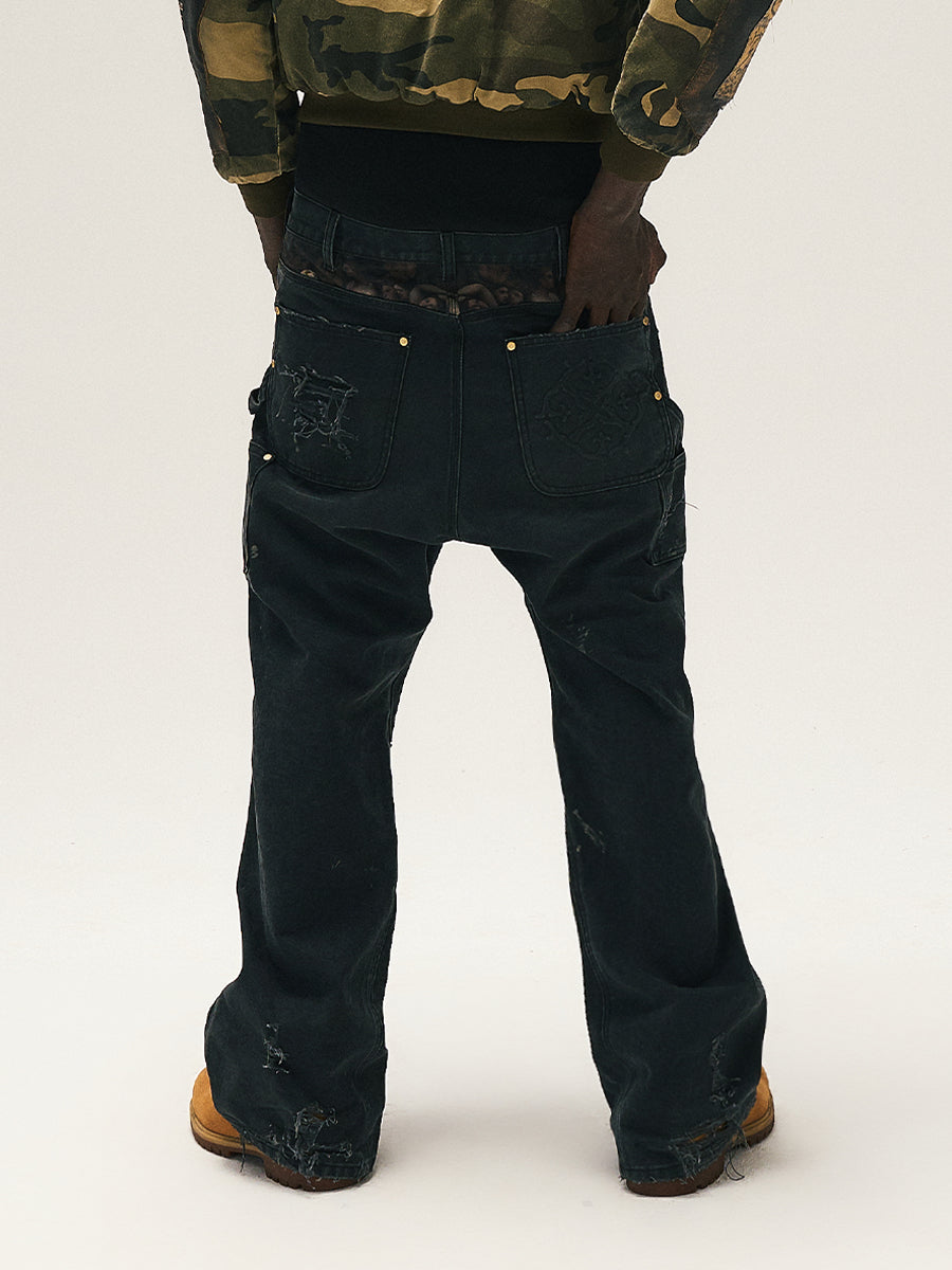 GLACIERBOY 24A/W "RAP STAR" SERIES SPLASHED INK OIL PAINTING JEANS