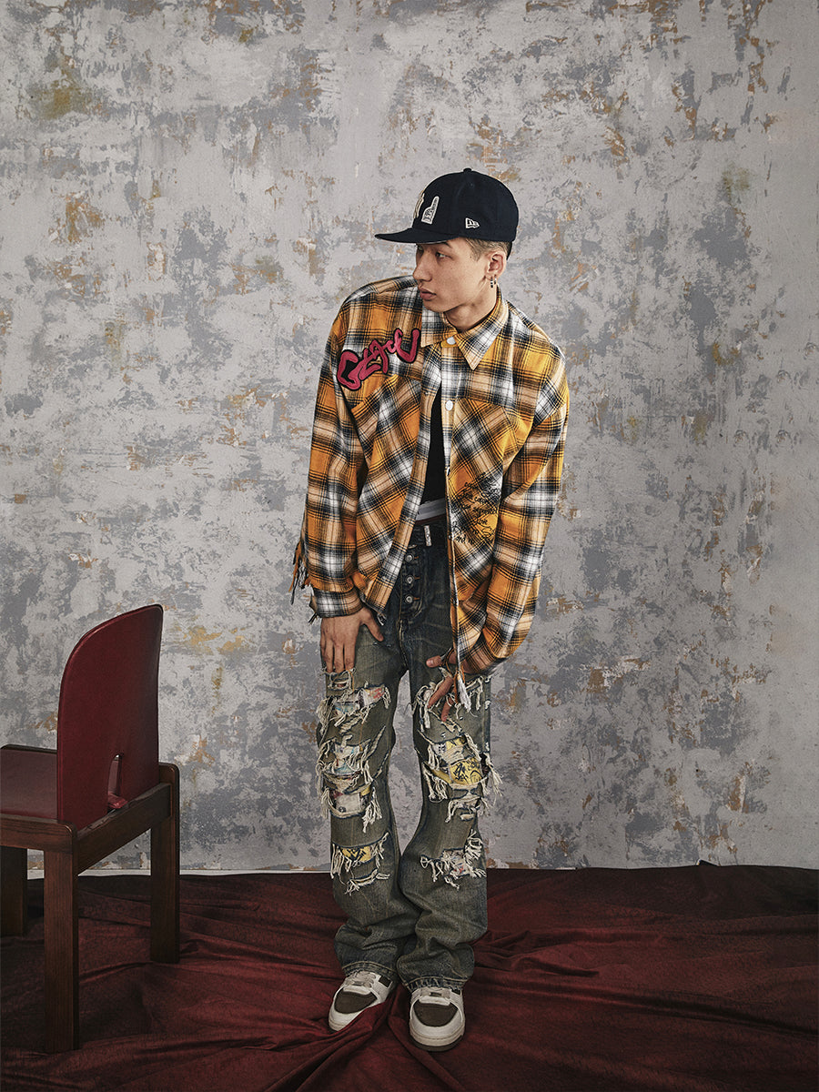 GLACIERBOY 2024 S/S DOUBLE VISION LEATHER CHECK SHIRT