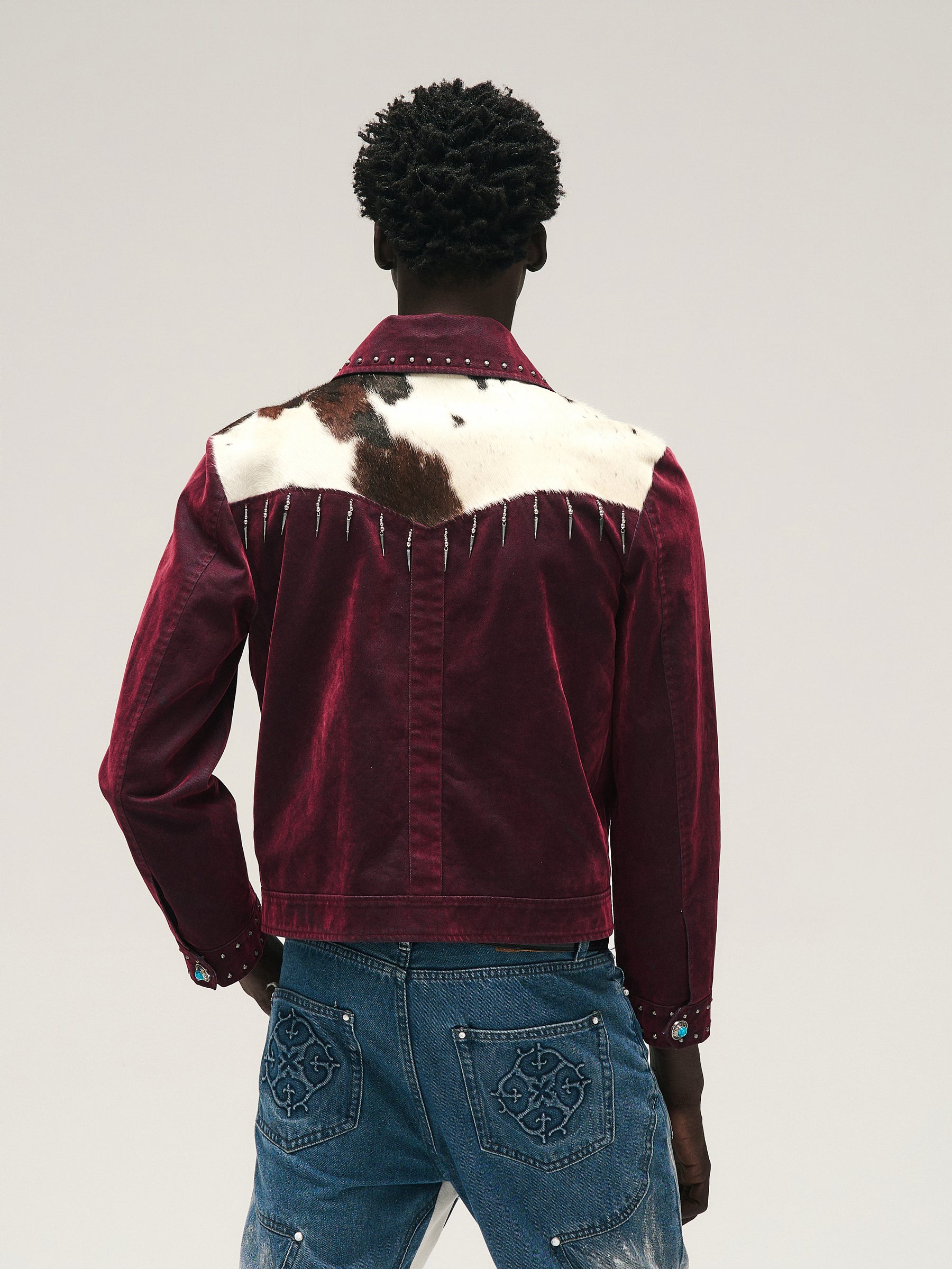 GLACIERBOY 24A/W "RAP STAR" SERIES ORIGINAL COWHIDE SHORT WOOL PLUSH DENIM JACKET