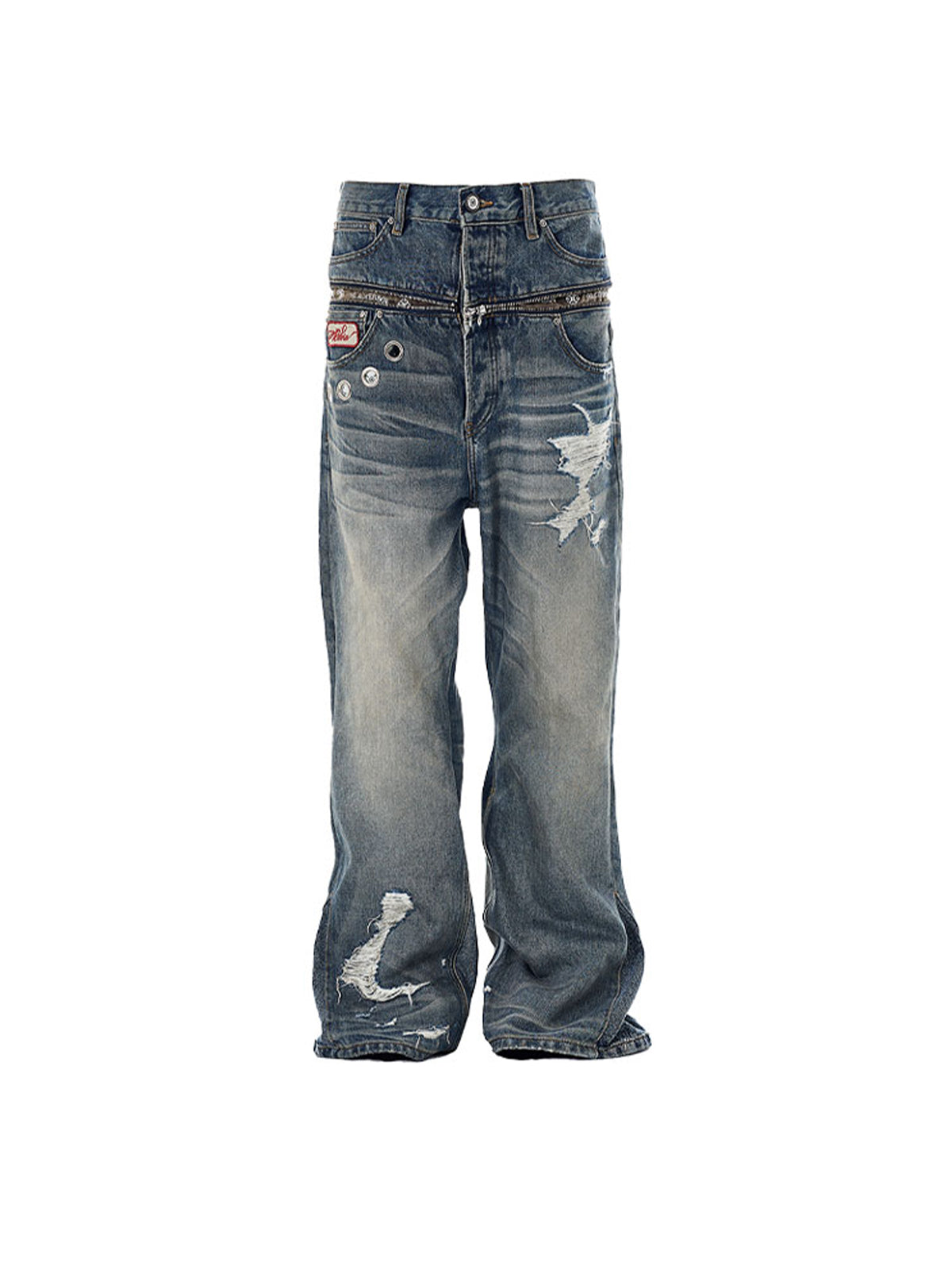 GLACIERBOY 2024 S/S ZIPPER WASHED BAGGY JEANS