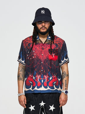 GLACIERBOY 2024 S/S BLUE FLAME SILK SHIRT SHORT SLEEVES