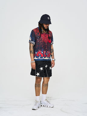 GLACIERBOY 2024 S/S BLUE FLAME SILK SHIRT SHORT SLEEVES