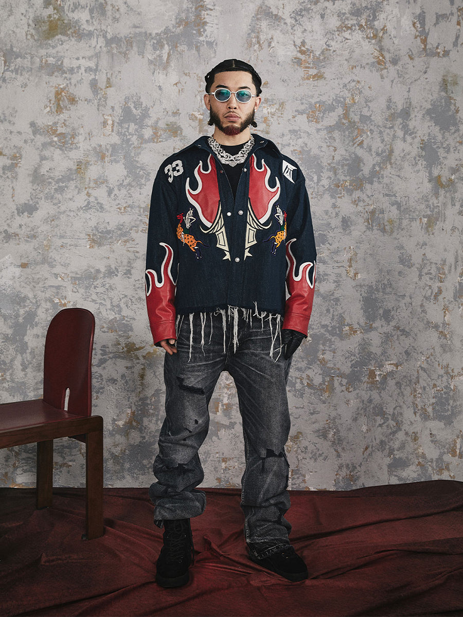 GLACIERBOY 2024 S/S FLAME PATCHWORK DENIM JACKET