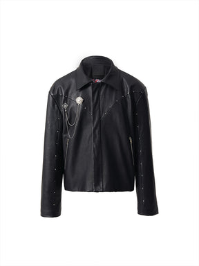 GLACIERBOY 2023 A/W S925 SILVER BADGE LEATHER JACKET